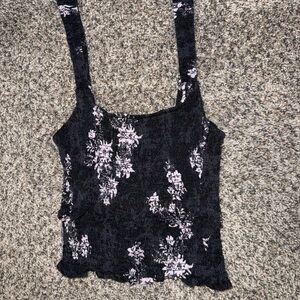 Free People Black and Pink Floral Camisole